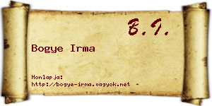 Bogye Irma névjegykártya